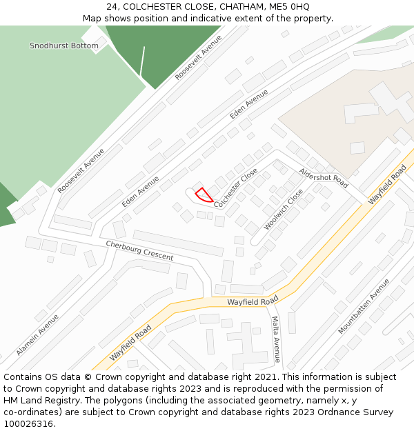 24, COLCHESTER CLOSE, CHATHAM, ME5 0HQ: Location map and indicative extent of plot