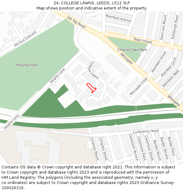 24, COLLEGE LAWNS, LEEDS, LS12 3LP: Location map and indicative extent of plot
