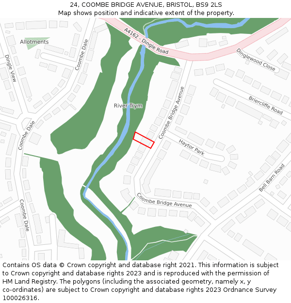 24, COOMBE BRIDGE AVENUE, BRISTOL, BS9 2LS: Location map and indicative extent of plot