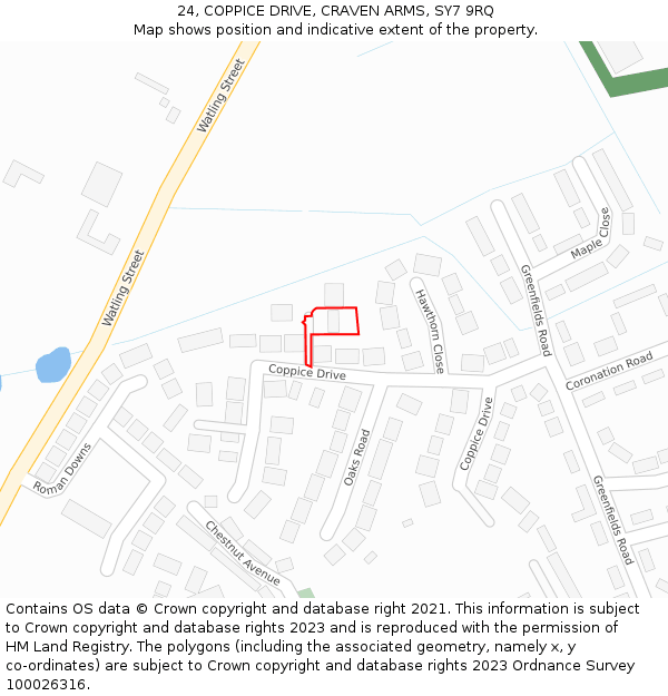 24, COPPICE DRIVE, CRAVEN ARMS, SY7 9RQ: Location map and indicative extent of plot