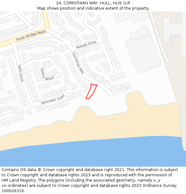 24, CORINTHIAN WAY, HULL, HU9 1UF: Location map and indicative extent of plot