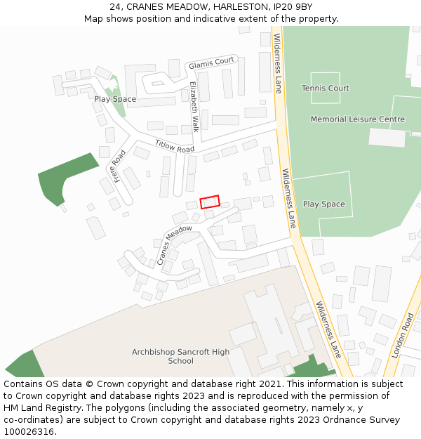 24, CRANES MEADOW, HARLESTON, IP20 9BY: Location map and indicative extent of plot