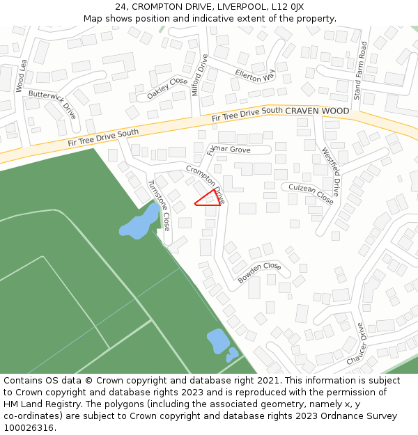 24, CROMPTON DRIVE, LIVERPOOL, L12 0JX: Location map and indicative extent of plot
