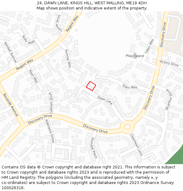 24, DAWN LANE, KINGS HILL, WEST MALLING, ME19 4DH: Location map and indicative extent of plot