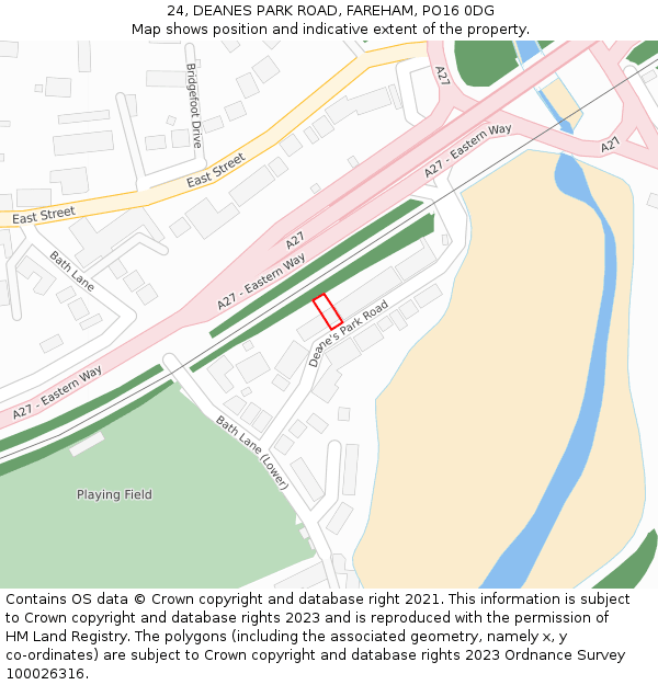 24, DEANES PARK ROAD, FAREHAM, PO16 0DG: Location map and indicative extent of plot