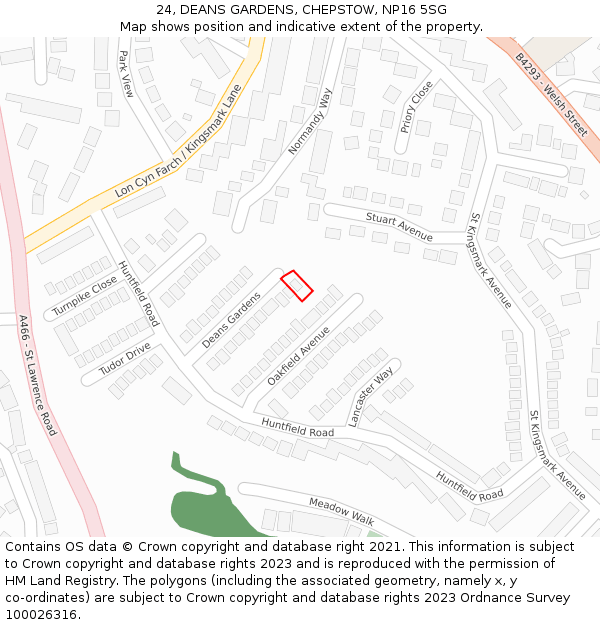 24, DEANS GARDENS, CHEPSTOW, NP16 5SG: Location map and indicative extent of plot