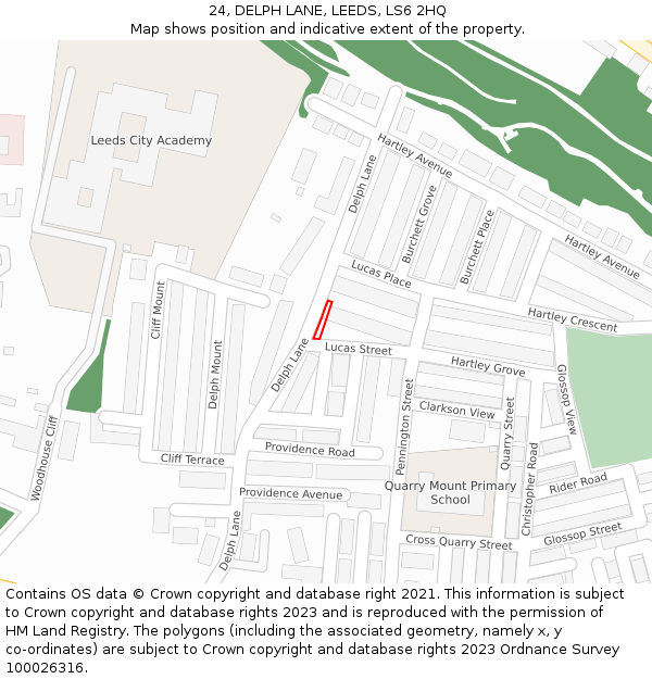24, DELPH LANE, LEEDS, LS6 2HQ: Location map and indicative extent of plot