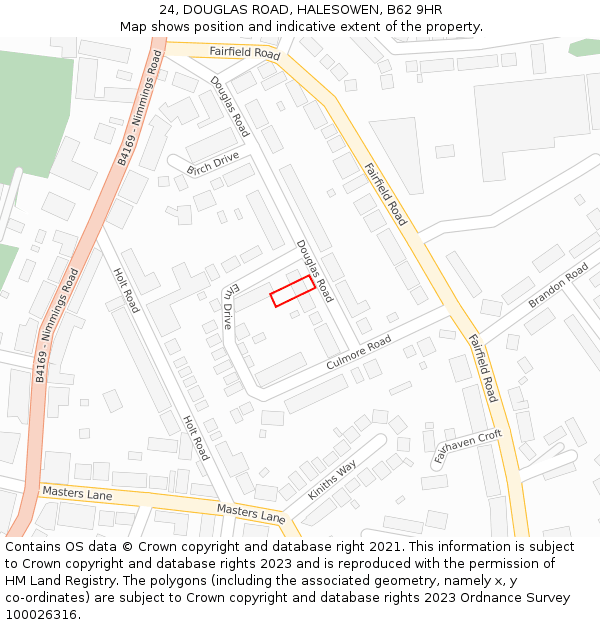 24, DOUGLAS ROAD, HALESOWEN, B62 9HR: Location map and indicative extent of plot