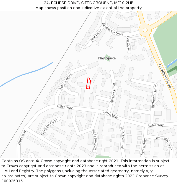 24, ECLIPSE DRIVE, SITTINGBOURNE, ME10 2HR: Location map and indicative extent of plot