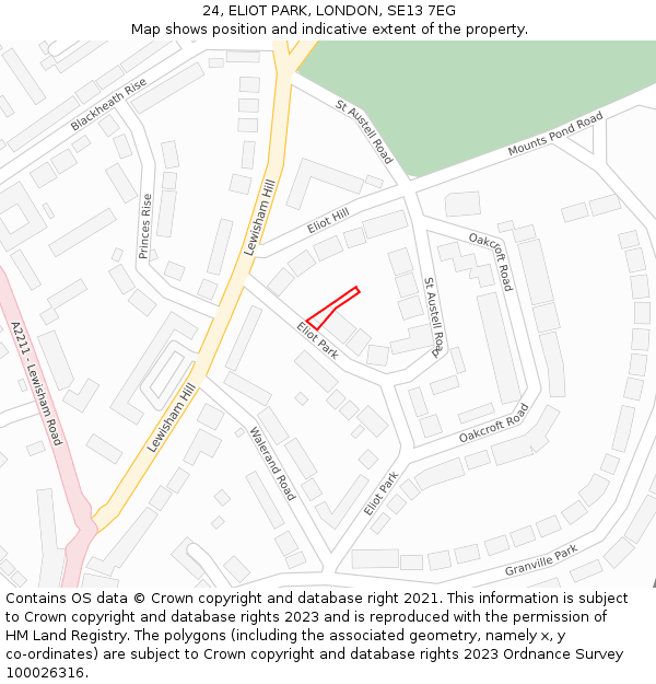 24, ELIOT PARK, LONDON, SE13 7EG: Location map and indicative extent of plot