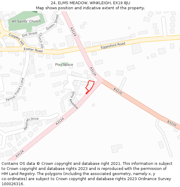 24, ELMS MEADOW, WINKLEIGH, EX19 8JU: Location map and indicative extent of plot