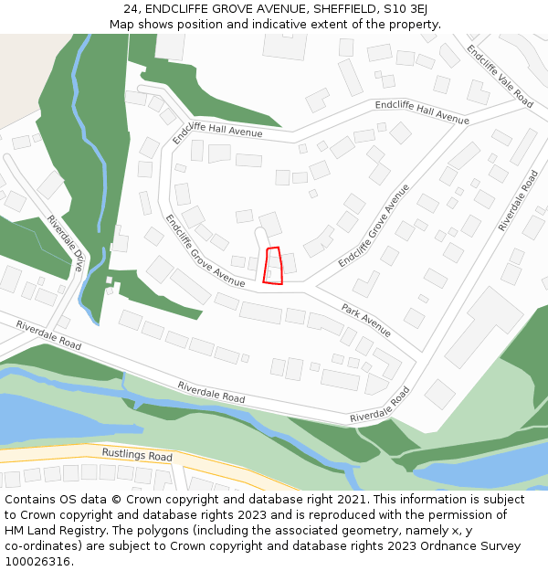 24, ENDCLIFFE GROVE AVENUE, SHEFFIELD, S10 3EJ: Location map and indicative extent of plot