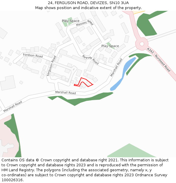 24, FERGUSON ROAD, DEVIZES, SN10 3UA: Location map and indicative extent of plot