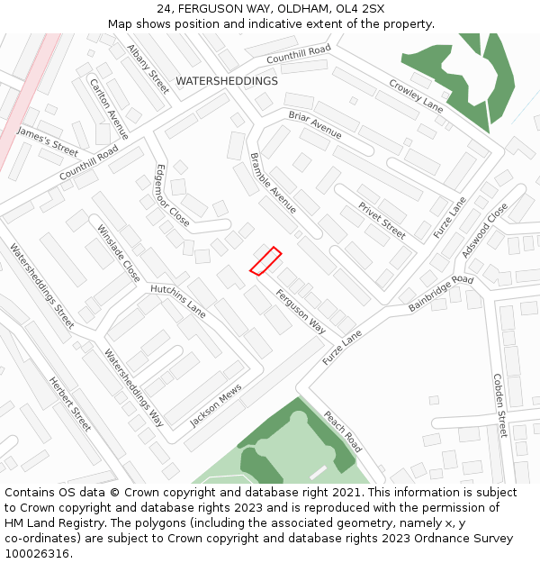 24, FERGUSON WAY, OLDHAM, OL4 2SX: Location map and indicative extent of plot