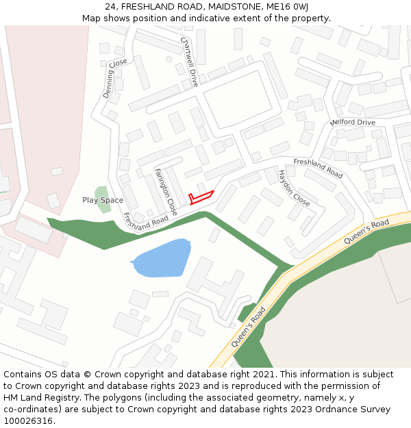 24, FRESHLAND ROAD, MAIDSTONE, ME16 0WJ: Location map and indicative extent of plot