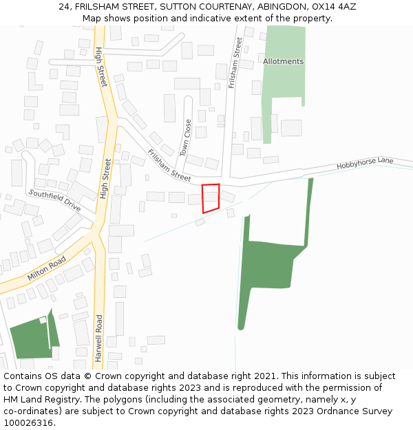 24, FRILSHAM STREET, SUTTON COURTENAY, ABINGDON, OX14 4AZ: Location map and indicative extent of plot