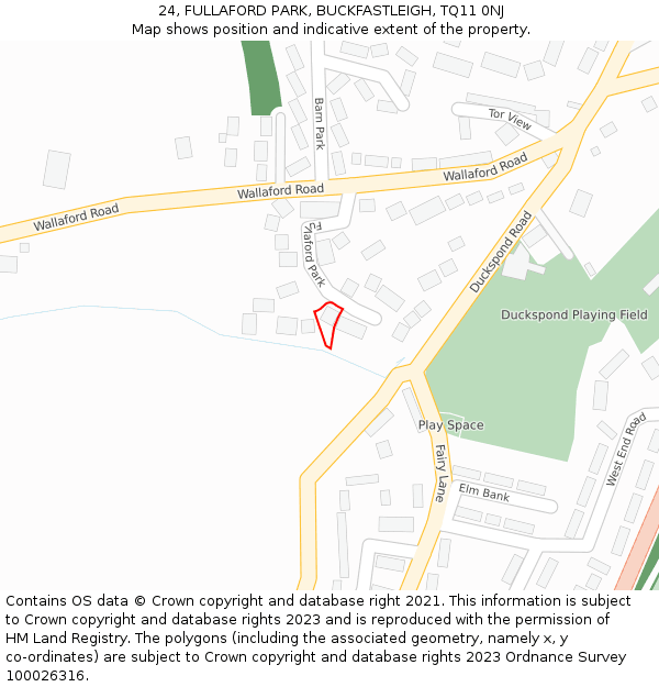 24, FULLAFORD PARK, BUCKFASTLEIGH, TQ11 0NJ: Location map and indicative extent of plot