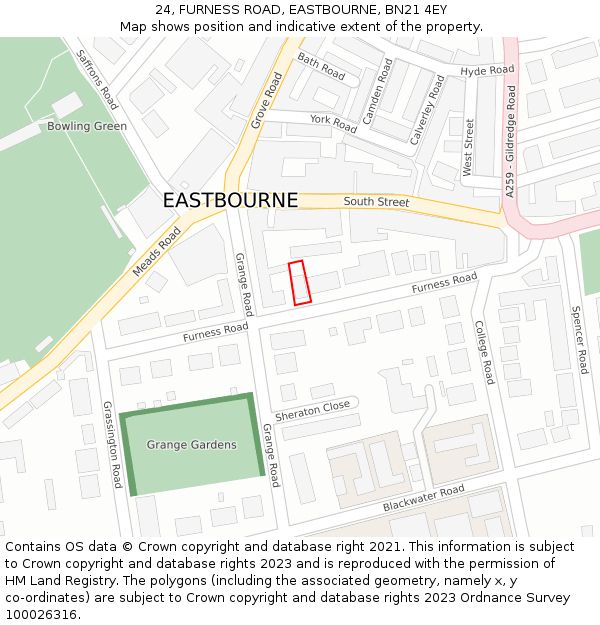 24, FURNESS ROAD, EASTBOURNE, BN21 4EY: Location map and indicative extent of plot