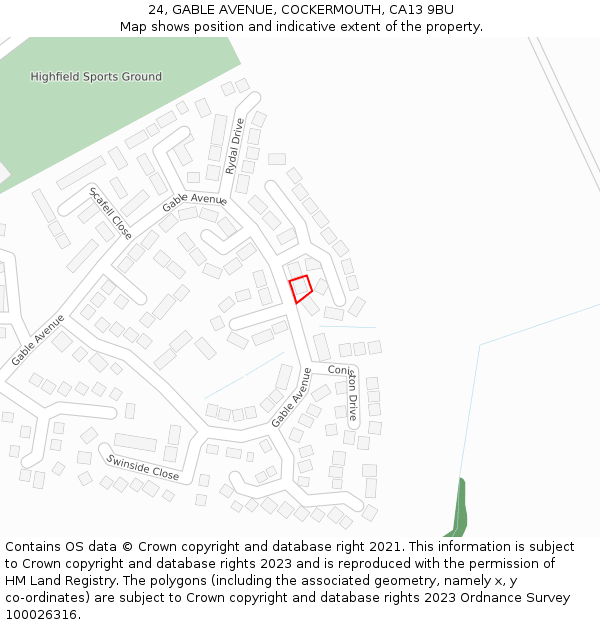 24, GABLE AVENUE, COCKERMOUTH, CA13 9BU: Location map and indicative extent of plot