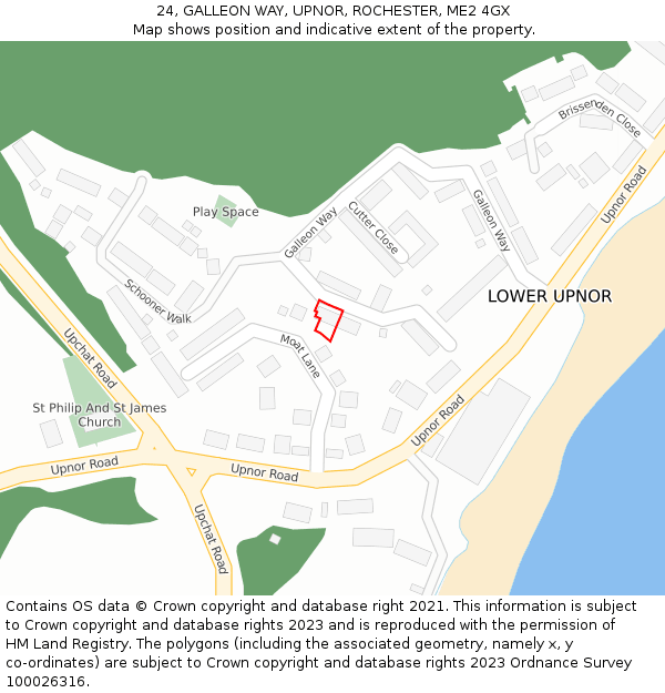 24, GALLEON WAY, UPNOR, ROCHESTER, ME2 4GX: Location map and indicative extent of plot