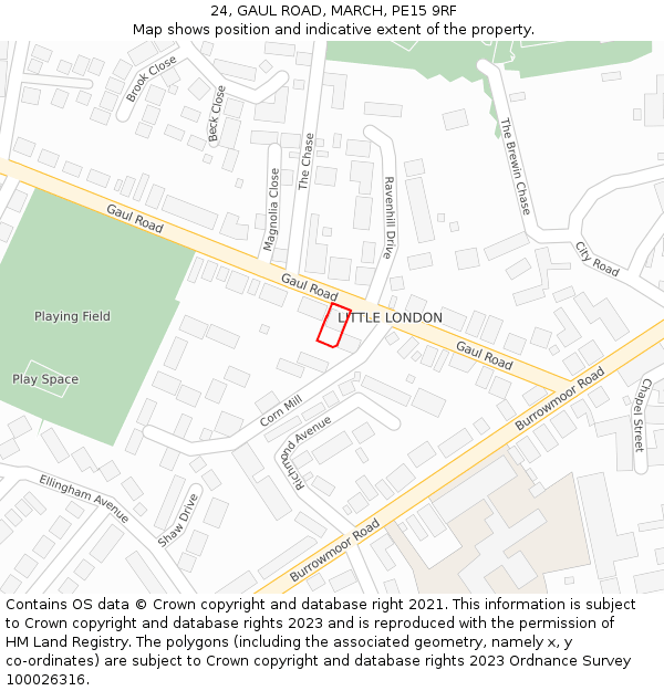 24, GAUL ROAD, MARCH, PE15 9RF: Location map and indicative extent of plot