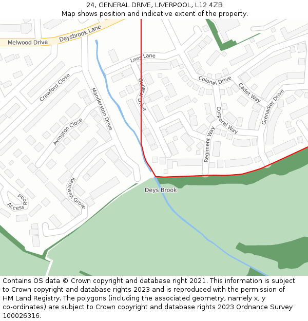 24, GENERAL DRIVE, LIVERPOOL, L12 4ZB: Location map and indicative extent of plot