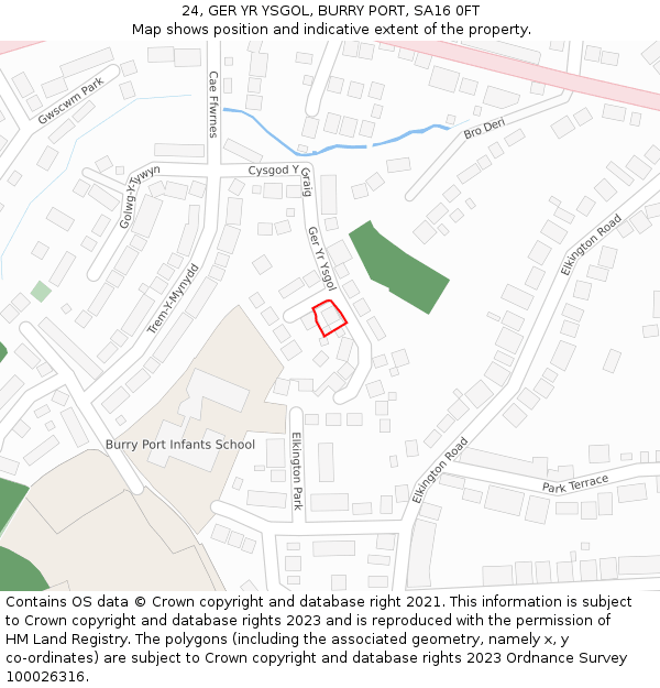 24, GER YR YSGOL, BURRY PORT, SA16 0FT: Location map and indicative extent of plot