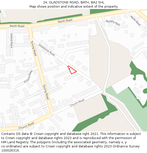 24, GLADSTONE ROAD, BATH, BA2 5HL: Location map and indicative extent of plot