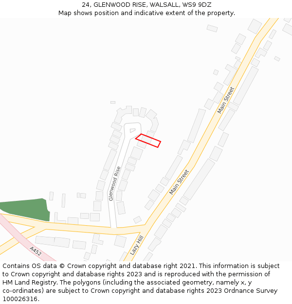 24, GLENWOOD RISE, WALSALL, WS9 9DZ: Location map and indicative extent of plot