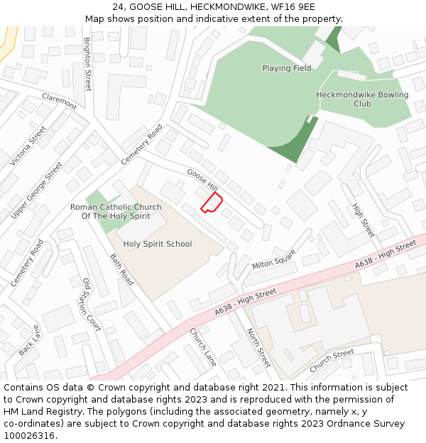 24, GOOSE HILL, HECKMONDWIKE, WF16 9EE: Location map and indicative extent of plot