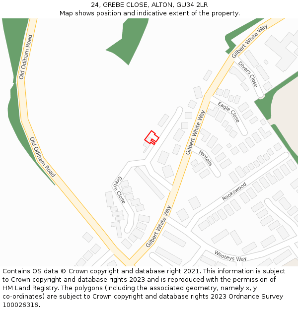 24, GREBE CLOSE, ALTON, GU34 2LR: Location map and indicative extent of plot