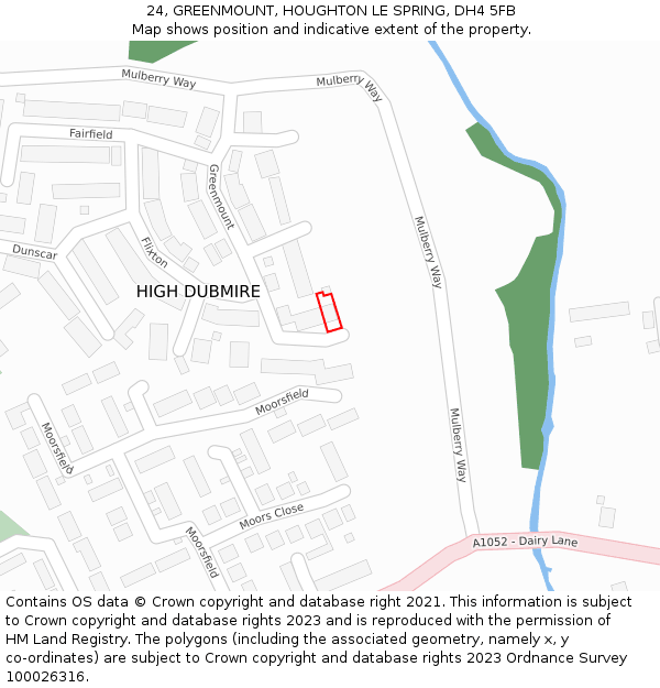 24, GREENMOUNT, HOUGHTON LE SPRING, DH4 5FB: Location map and indicative extent of plot