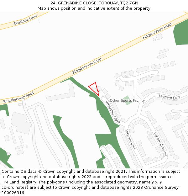 24, GRENADINE CLOSE, TORQUAY, TQ2 7GN: Location map and indicative extent of plot