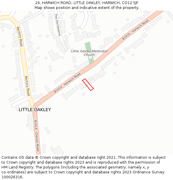 24, HARWICH ROAD, LITTLE OAKLEY, HARWICH, CO12 5JF: Location map and indicative extent of plot