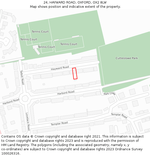 24, HAYWARD ROAD, OXFORD, OX2 8LW: Location map and indicative extent of plot