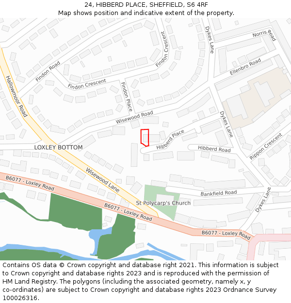 24, HIBBERD PLACE, SHEFFIELD, S6 4RF: Location map and indicative extent of plot