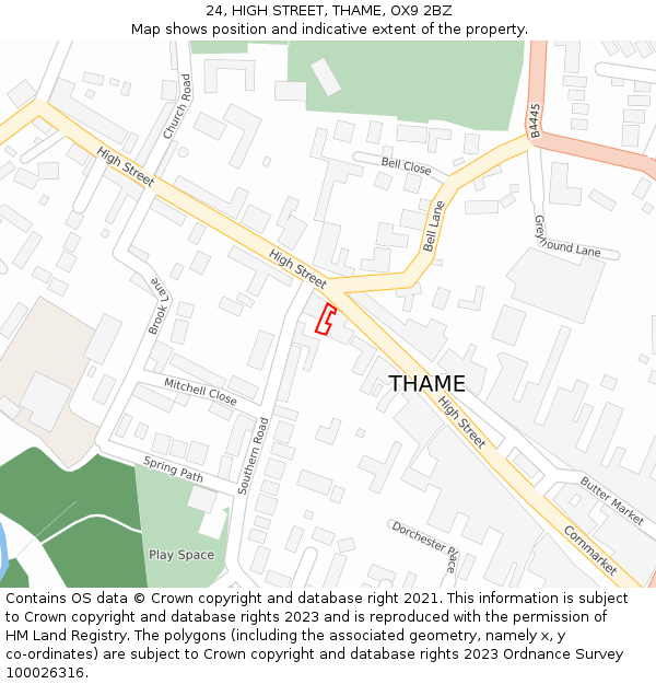 24, HIGH STREET, THAME, OX9 2BZ: Location map and indicative extent of plot