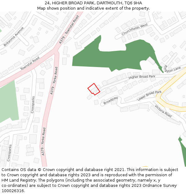 24, HIGHER BROAD PARK, DARTMOUTH, TQ6 9HA: Location map and indicative extent of plot