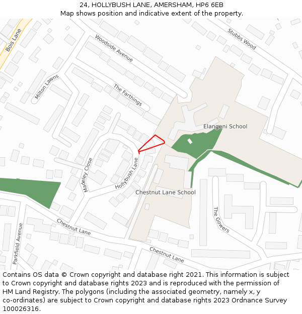 24, HOLLYBUSH LANE, AMERSHAM, HP6 6EB: Location map and indicative extent of plot