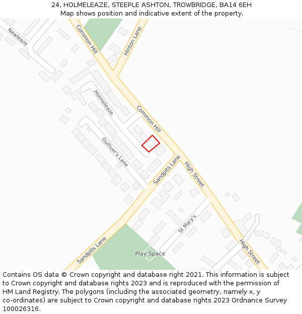 24, HOLMELEAZE, STEEPLE ASHTON, TROWBRIDGE, BA14 6EH: Location map and indicative extent of plot