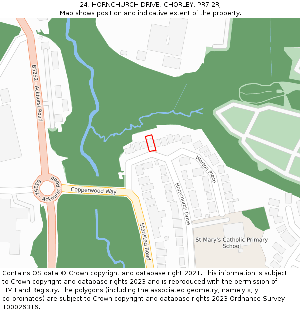 24, HORNCHURCH DRIVE, CHORLEY, PR7 2RJ: Location map and indicative extent of plot