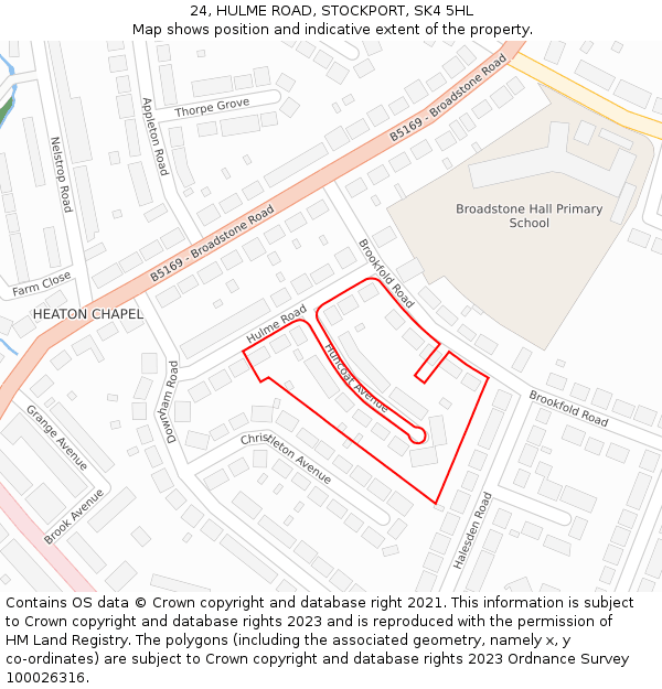 24, HULME ROAD, STOCKPORT, SK4 5HL: Location map and indicative extent of plot