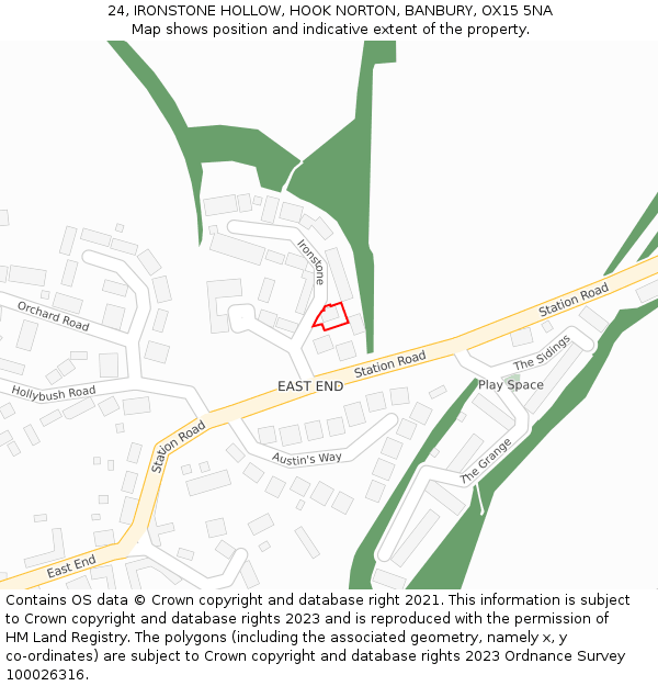 24, IRONSTONE HOLLOW, HOOK NORTON, BANBURY, OX15 5NA: Location map and indicative extent of plot