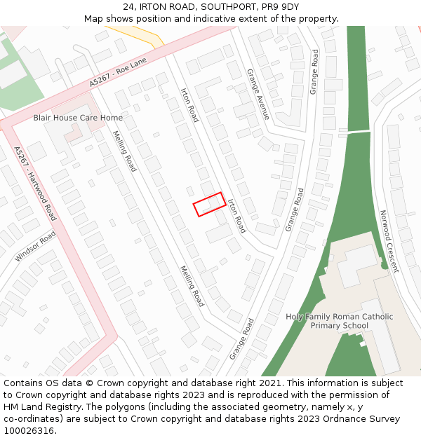 24, IRTON ROAD, SOUTHPORT, PR9 9DY: Location map and indicative extent of plot