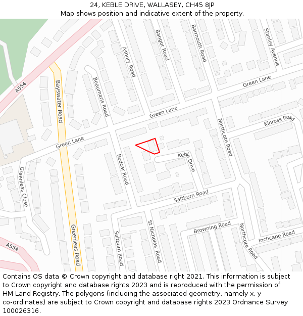 24, KEBLE DRIVE, WALLASEY, CH45 8JP: Location map and indicative extent of plot