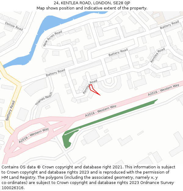 24, KENTLEA ROAD, LONDON, SE28 0JP: Location map and indicative extent of plot