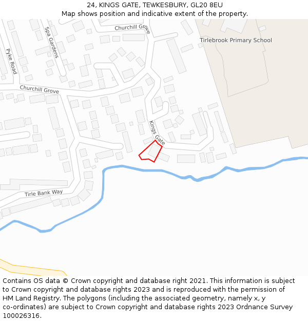 24, KINGS GATE, TEWKESBURY, GL20 8EU: Location map and indicative extent of plot