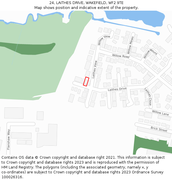 24, LAITHES DRIVE, WAKEFIELD, WF2 9TE: Location map and indicative extent of plot