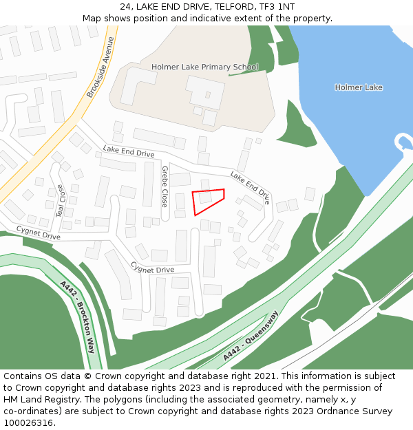 24, LAKE END DRIVE, TELFORD, TF3 1NT: Location map and indicative extent of plot