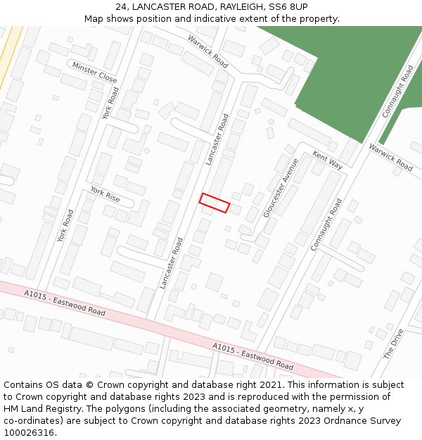 24, LANCASTER ROAD, RAYLEIGH, SS6 8UP: Location map and indicative extent of plot